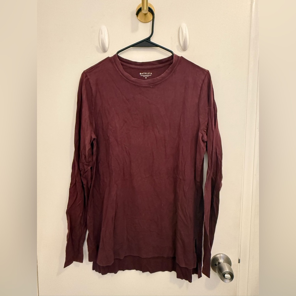 Athleta Maroon Crew Neck Top